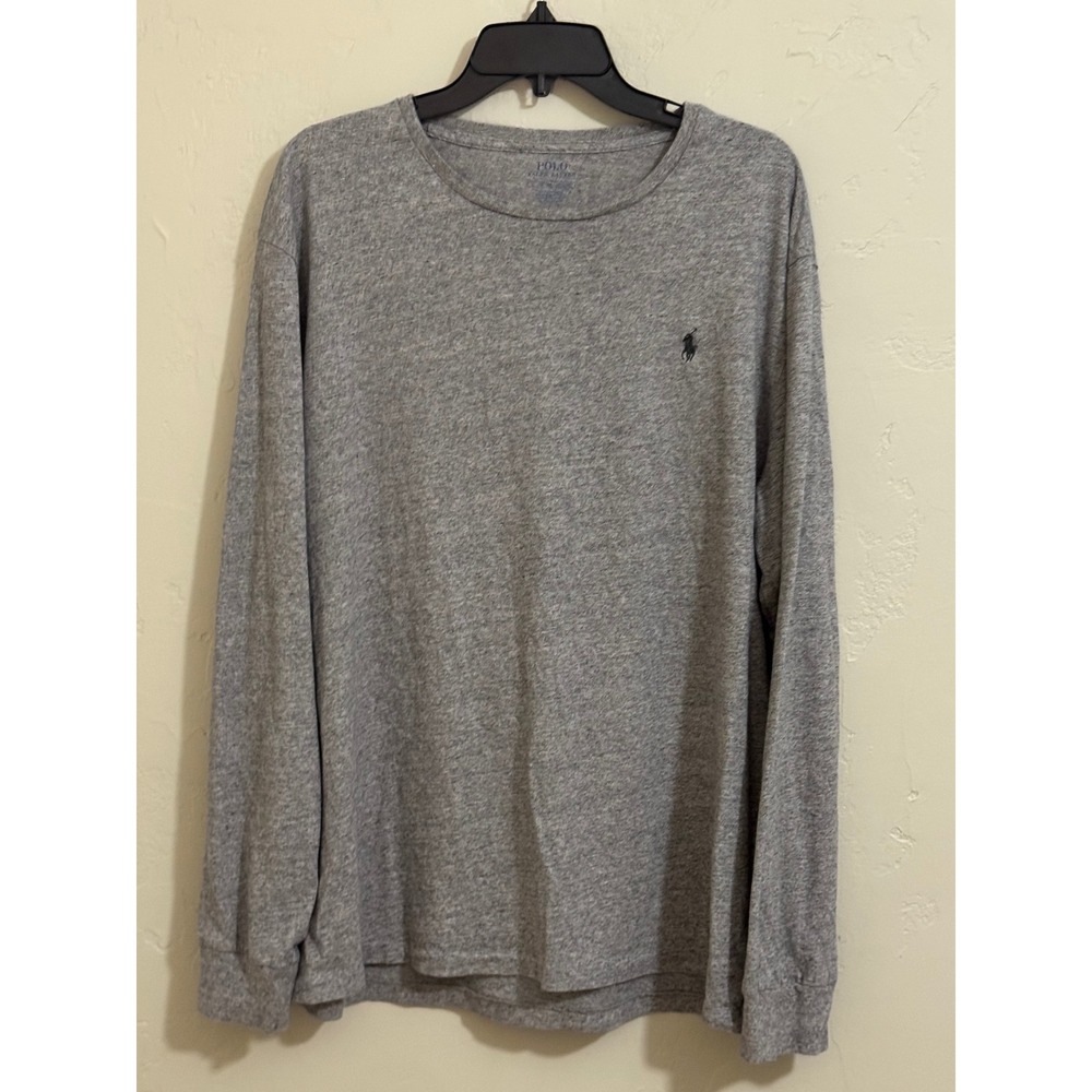 Polo Ralph Lauren shirt XL gray heather long sleeve black pony tee cotton